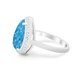 Halo Teardrop Wedding Ring Pear Simulated Cubic Zirconia 925 Sterling Silver