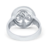 Tree of Life Band Ring Simulated Cubic Zirconia Opal 925 Sterling Silver