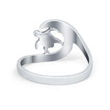 Summer Turtle Wave Ring Band Simulated Cubic Zirconia 925 Sterling Silver