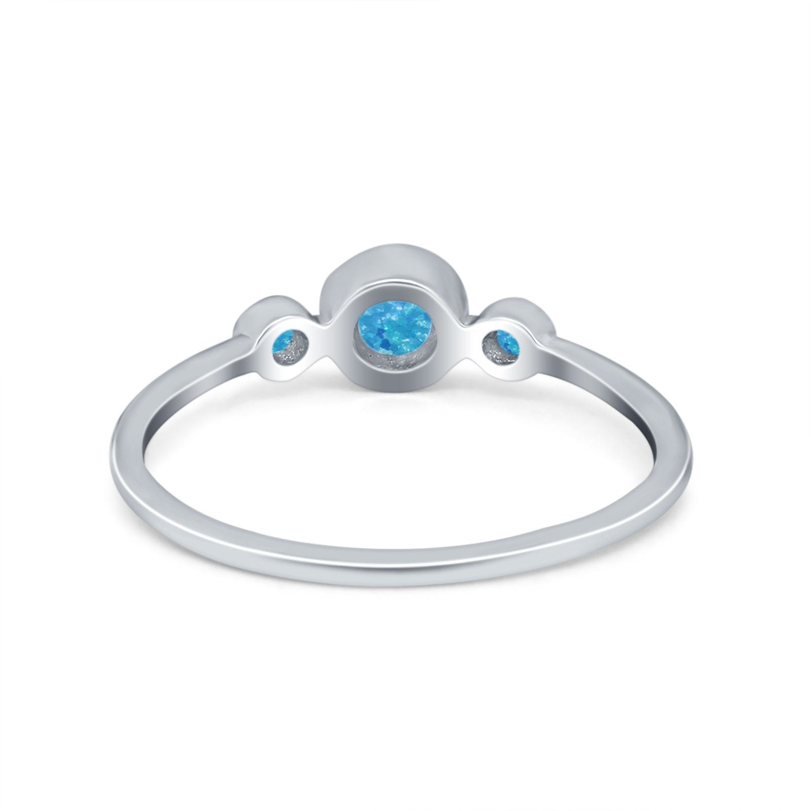 Fashion Style Band Ring Round Simulated Cubic Zirconia Opal 925 Sterling Silver
