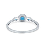 Fashion Style Band Ring Round Simulated Cubic Zirconia Opal 925 Sterling Silver