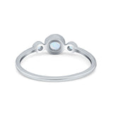 Fashion Style Band Ring Round Simulated Cubic Zirconia Opal 925 Sterling Silver