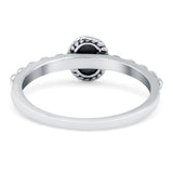 Oval Shape Ring Band Lab Created Opal 925 Sterling Silver (7mm)