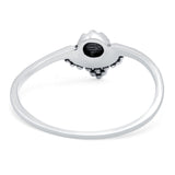 Bali Band Ring Round Simulated Turquoise 925 Sterling Silver