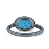 Petite Dainty Oval Promise Ring Band Rhodium Plated 925 Sterling Silver (8mm)