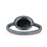 Petite Dainty Oval Promise Ring Band Rhodium Plated 925 Sterling Silver (8mm)