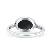 Petite Dainty Oval Promise Ring Band Rhodium Plated 925 Sterling Silver (8mm)