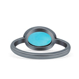 Petite Dainty Oval Promise Ring Band Rhodium Plated 925 Sterling Silver (8mm)