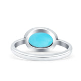 Petite Dainty Oval Promise Ring Band Rhodium Plated 925 Sterling Silver (8mm)