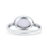 Petite Dainty Oval Promise Ring Band Rhodium Plated 925 Sterling Silver (8mm)