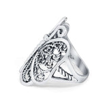 Sterling Silver Oxidized Finish Butterfly Ring Band Round 925 Sterling Silver