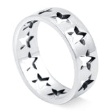 Star Oxidized Band Solid 925 Sterling Silver (6mm)