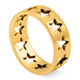 Star Oxidized Band Solid 925 Sterling Silver (6mm)