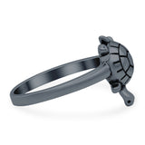 Turtle Oxidized Band Solid 925 Sterling Silver (14mm)