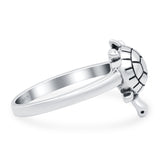 Turtle Oxidized Band Solid 925 Sterling Silver (14mm)