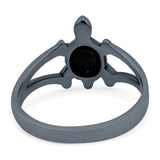 Turtle Oxidized Band Solid 925 Sterling Silver (12mm)