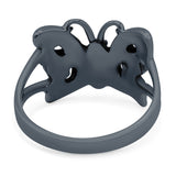 Butterfly Oxidized Band Solid 925 Sterling Silver (13mm)