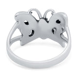 Butterfly Oxidized Band Solid 925 Sterling Silver (13mm)