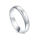 Sterling Silver Wedding Band Ring Round 925 Sterling Silver (4MM)