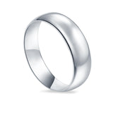 Sterling Silver Wedding Band Ring Round 925 Sterling Silver (6MM)