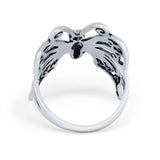 Sterling Silver Butterfly Filigree Ring Oxidized Round 925 Sterling Silver