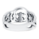 Celtic Claddagh Band Oxidized Ring Solid 925 Sterling Silver Thumb Ring (10mm)