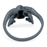 Frog Ring Oxidized Band Solid 925 Sterling Silver Thumb Ring (13mm)
