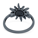 Smiling Sun Ring Oxidized Band Solid 925 Sterling Silver Thumb Ring (13mm)