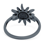Smiling Sun Ring Oxidized Band Solid 925 Sterling Silver Thumb Ring (13mm)