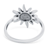 Smiling Sun Ring Oxidized Band Solid 925 Sterling Silver Thumb Ring (13mm)