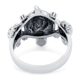Turtles Oxidized Band Solid 925 Sterling Silver (19mm)