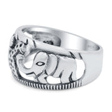 Animals Ring Oxidized Band Solid 925 Sterling Silver Thumb Ring (10mm)