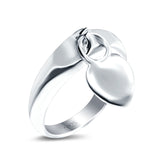 Heart Promise Charm Plain Ring Oxidized Band Solid 925 Sterling Silver
