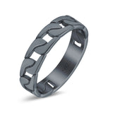 Chain Links Band Rhodium Plated Ring Solid 925 Sterling Silver (5mm)