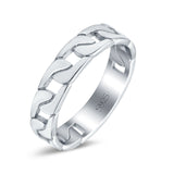 Chain Links Band Rhodium Plated Ring Solid 925 Sterling Silver (5mm)