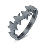 Stars Sideways Plain Ring Oxidized Band Solid 925 Sterling Silver