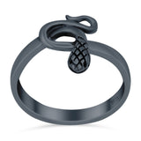 Snake Ring Oxidized Band Solid 925 Sterling Silver Thumb Ring (14mm)