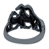 Horse Ring Oxidized Band Solid 925 Sterling Silver Thumb Ring (14mm)