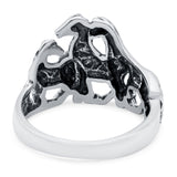 Horse Ring Oxidized Band Solid 925 Sterling Silver Thumb Ring (14mm)