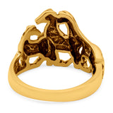 Horse Ring Oxidized Band Solid 925 Sterling Silver Thumb Ring (14mm)