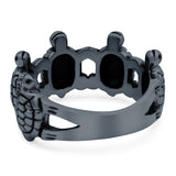 Turtles Oxidized Band Solid 925 Sterling Silver (10mm)