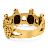 Turtles Oxidized Band Solid 925 Sterling Silver (10mm)