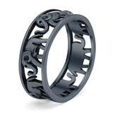 Elephant Ring Oxidized Band Solid 925 Sterling Silver Thumb Ring (7mm)