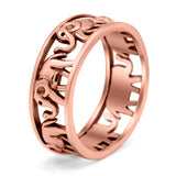 Elephant Ring Oxidized Band Solid 925 Sterling Silver Thumb Ring (7mm)