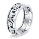 Elephant Ring Oxidized Band Solid 925 Sterling Silver Thumb Ring (7mm)