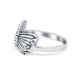 Sterling Silver Fashion Butterfly Ring Band Oxidized Round 925 Sterling Silver