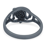 Turtle Ring Oxidized Band Solid 925 Sterling Silver Thumb Ring (10mm)