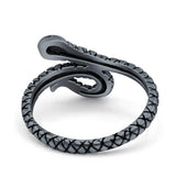 Snake Ring Oxidized Band Solid 925 Sterling Silver (17mm)