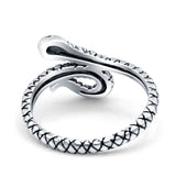 Snake Ring Oxidized Band Solid 925 Sterling Silver (17mm)