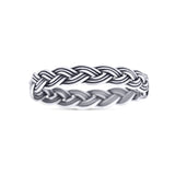 Rope Braided Ring Oxidized Band Solid 925 Sterling Silver Thumb Ring (3mm)